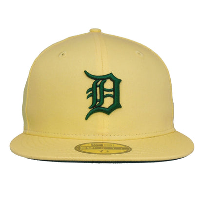 Detroit Tigers Custom New Era 59FIFTY Cap soft yellow yellow
dark green Front View