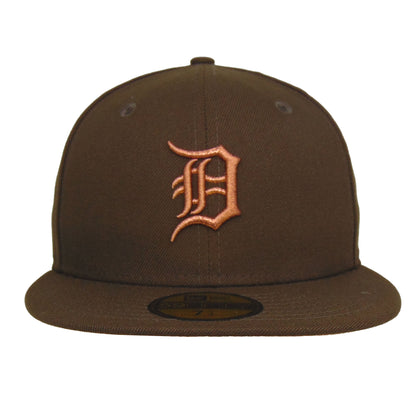 Detroit Tigers Custom New Era 59FIFTY Cap Brown Copper brown Front View