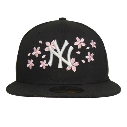 New York Yankees Custom 59FIFTY New Era Cap Black Sakura black Front View