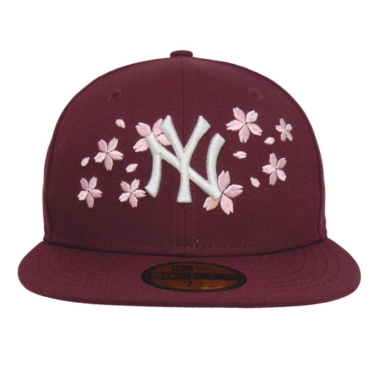 New York Yankees Custom 59FIFTY New Era Cap Maroon Sakura