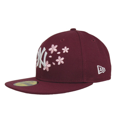 New York Yankees Custom 59FIFTY New Era Cap Maroon Sakura maroon Side View