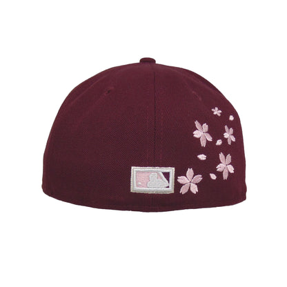New York Yankees Custom 59FIFTY New Era Cap Maroon Sakura maroon Back View