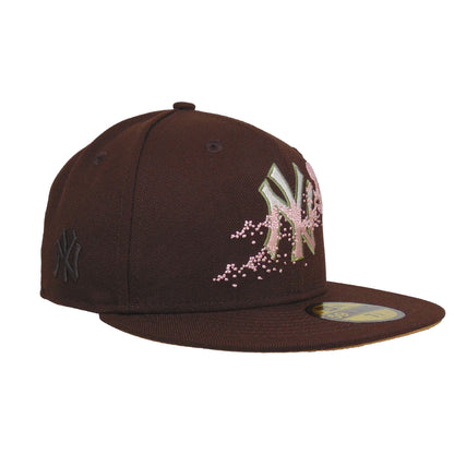 New York Yankees Custom 59FIFTY New Era Cap Burnt Wood Sakura Fade dark brown Side View