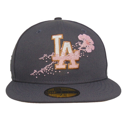 Los Angeles Dodgers Custom New Era 59FIFTY Cap Sakura Fade Graphit dark grey Front View