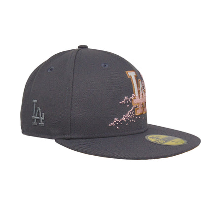 Los Angeles Dodgers Custom New Era 59FIFTY Cap Sakura Fade Graphit dark grey Side View