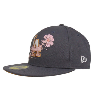 Los Angeles Dodgers Custom New Era 59FIFTY Cap Sakura Fade Graphit dark grey Back View