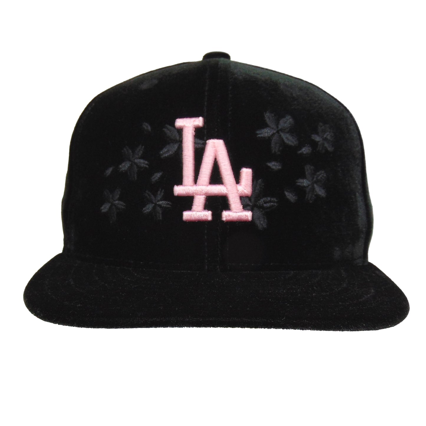 Los Angeles Dodgers Custom New Era 59FIFTY Cap Velvet BLK Sakura black Front View
