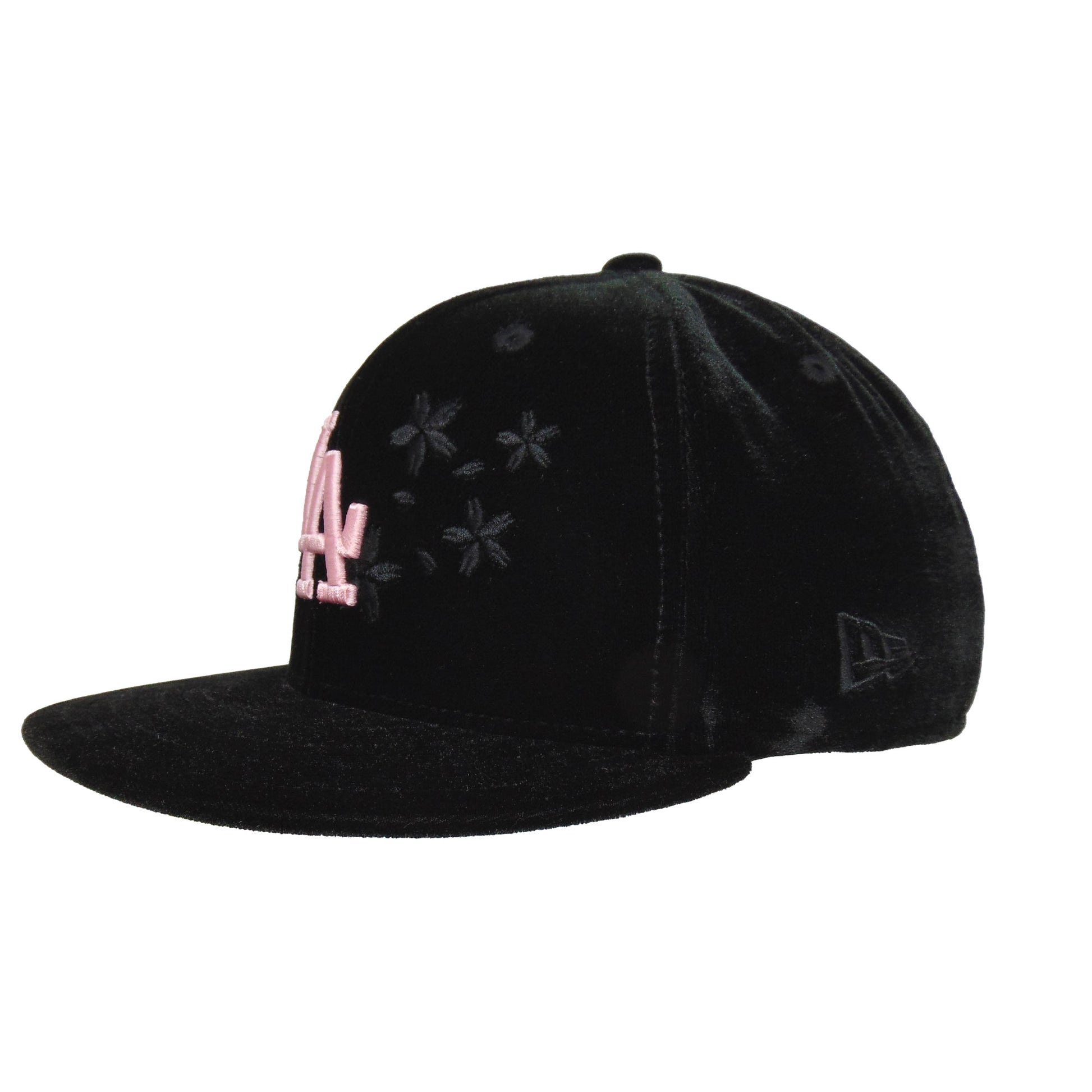 Los Angeles Dodgers Custom New Era 59FIFTY Cap Velvet BLK Sakura black Side View