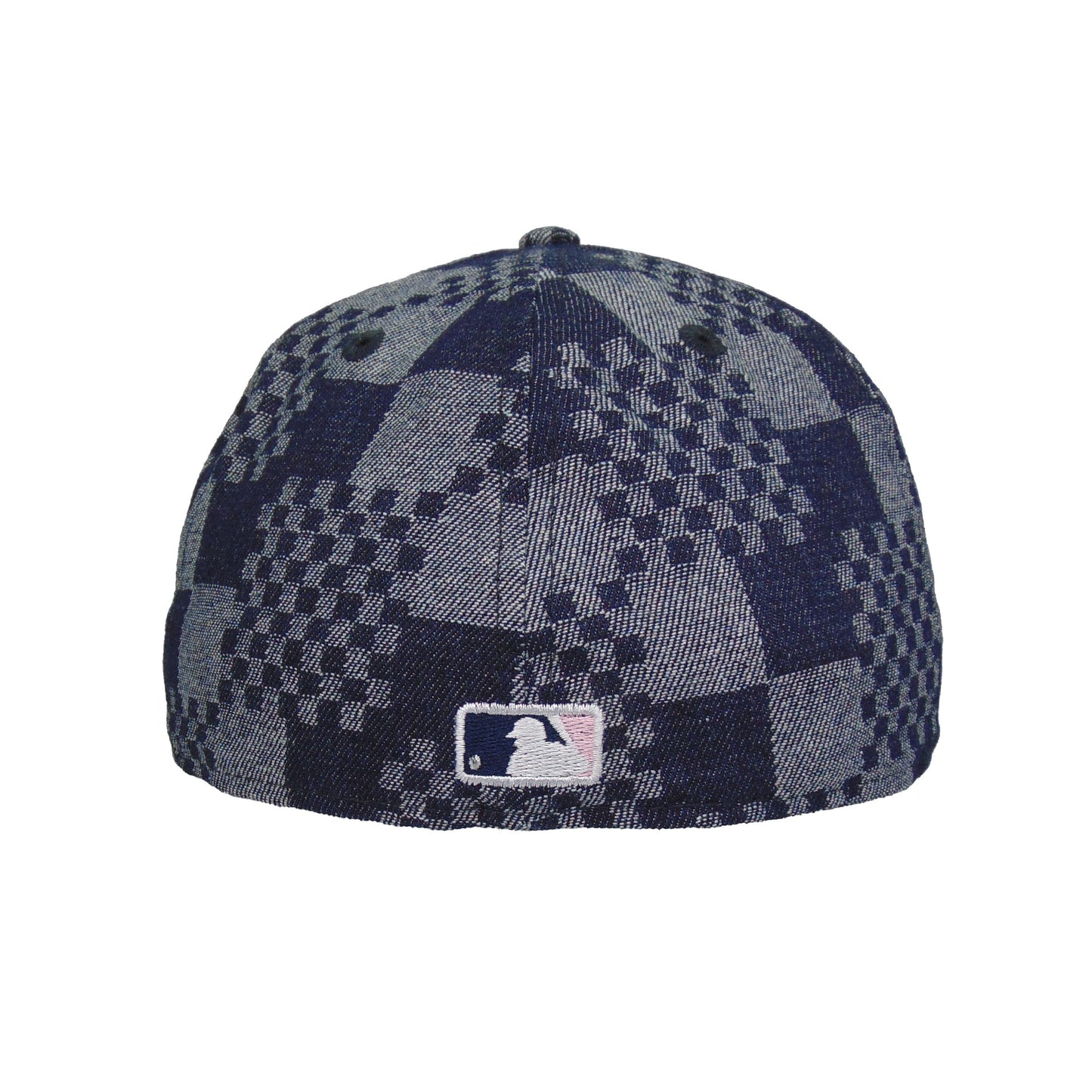 New York Yankees Custom 59FIFTY New Era Cap Denim Checkerboard navy
sky blue Back View