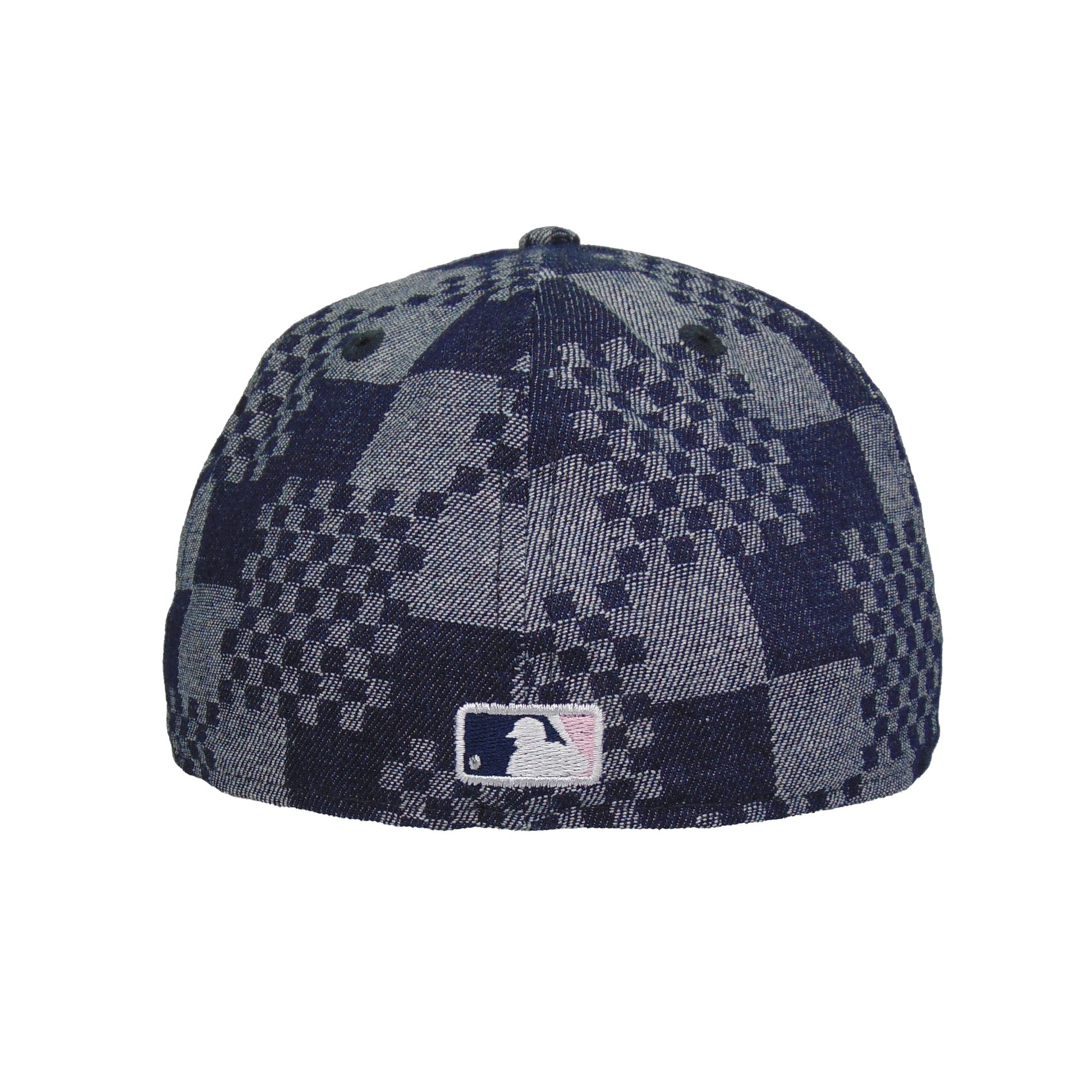 New York Yankees Custom 59FIFTY New Era Cap Denim Checkerboard navy
sky blue Back View