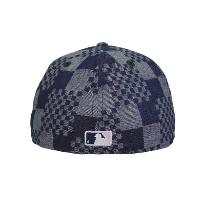 New York Yankees Custom 59FIFTY New Era Cap Denim Checkerboard navy
sky blue Back View