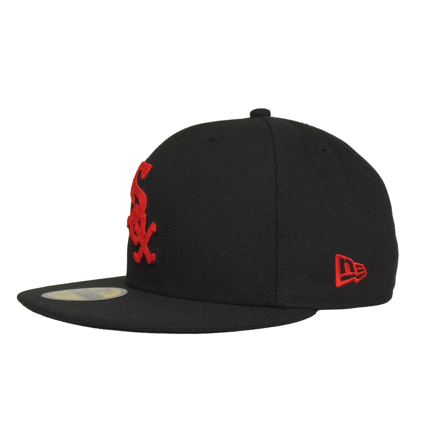 Chicago White Sox Custom Black New Era 59FIFTY Cap Red Chainstitch