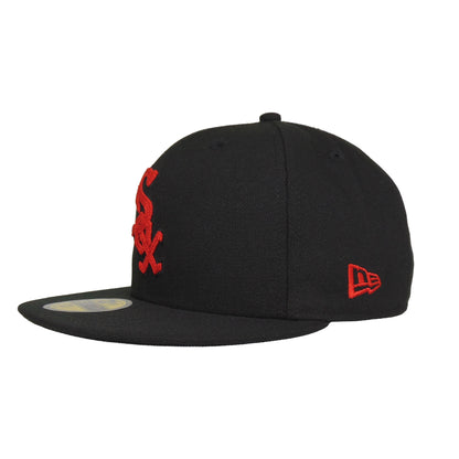 Chicago White Sox Custom Black New Era 59FIFTY Cap Red Chainstitch