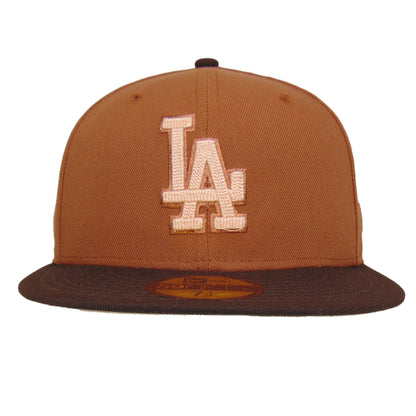 Los Angeles Dodgers Custom New Era 59FIFTY Cap Brown Chainstitch