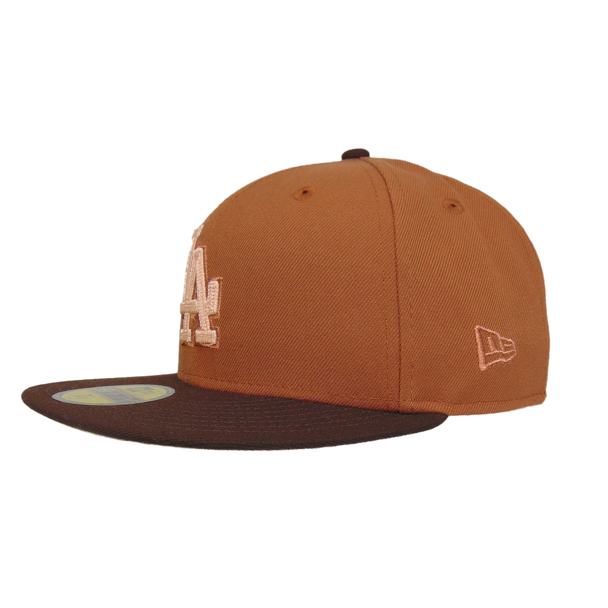 Los Angeles Dodgers Custom New Era 59FIFTY Cap Brown Chainstitch
