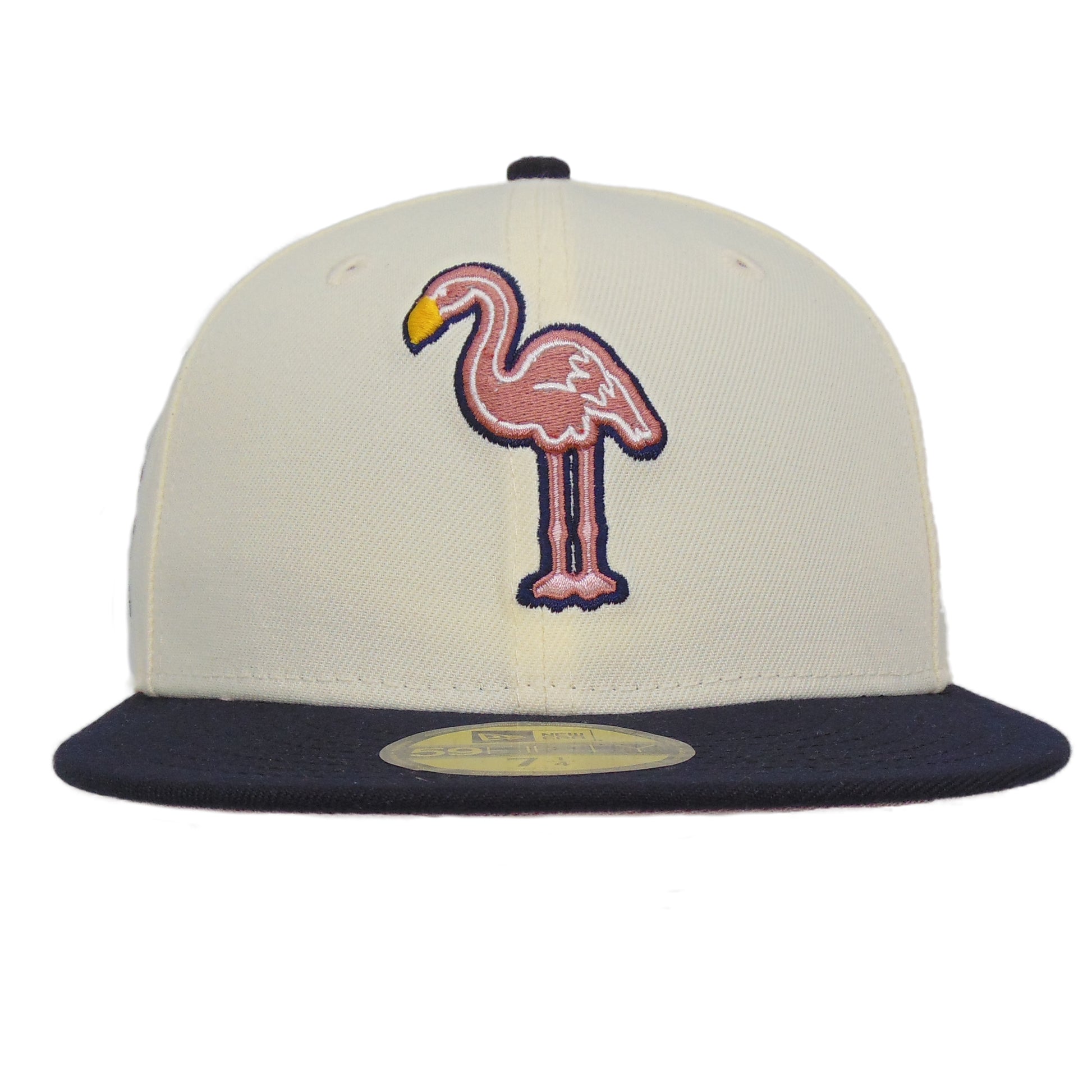 Miami Beach Flamingos Custom 59FIFTY New Era Cap Chrome Navy