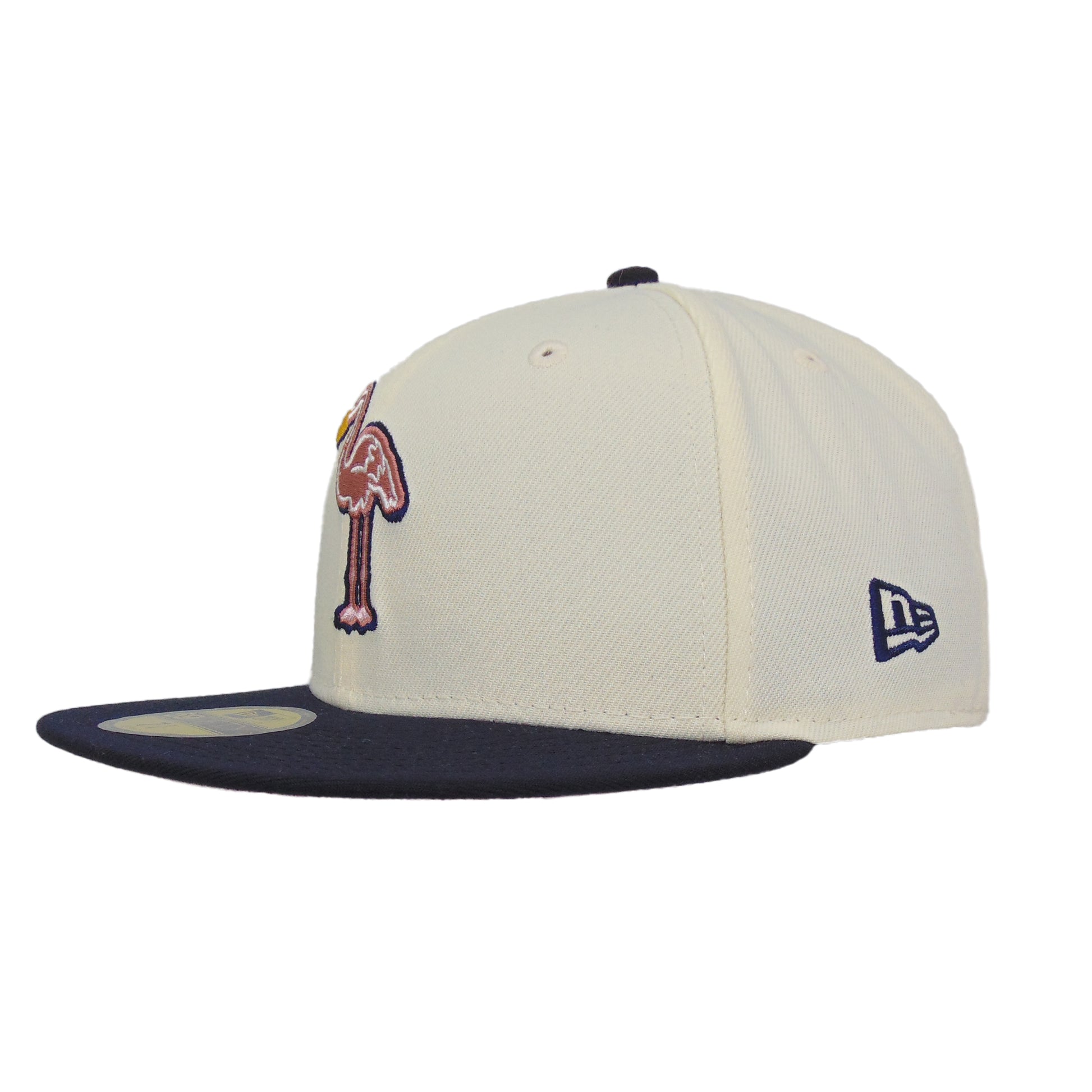 Miami Beach Flamingos Custom 59FIFTY New Era Cap Chrome Navy
