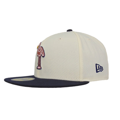 Miami Beach Flamingos Custom 59FIFTY New Era Cap Chrome Navy