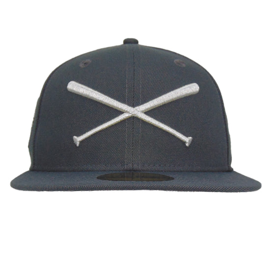 JustFitteds Crossed Bats Logo New Era 59FIFTY Cap Graphite Sheep