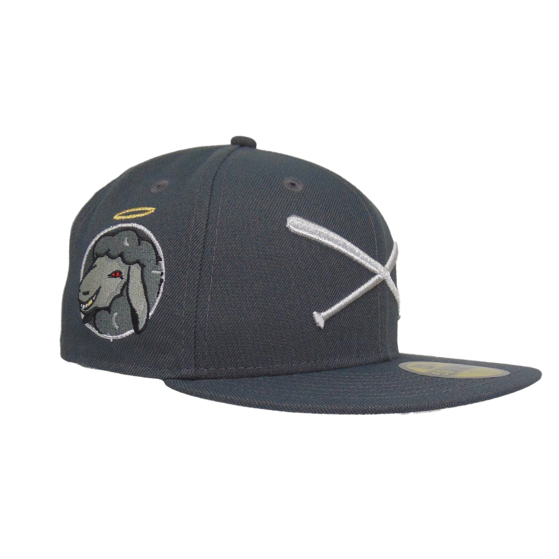 JustFitteds Crossed Bats Logo New Era 59FIFTY Cap Graphite Sheep
