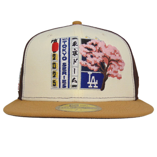Los Angeles Dodgers Custom New Era 59FIFTY Cap Tokyo Series Brown Chrome