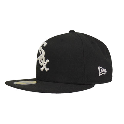 Chicago White Sox Custom New Era 59FIFTY Cap Black Chainstitch Gray UV