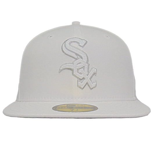 Chicago White Sox Custom New Era 59FIFTY Cap White Chainstitch