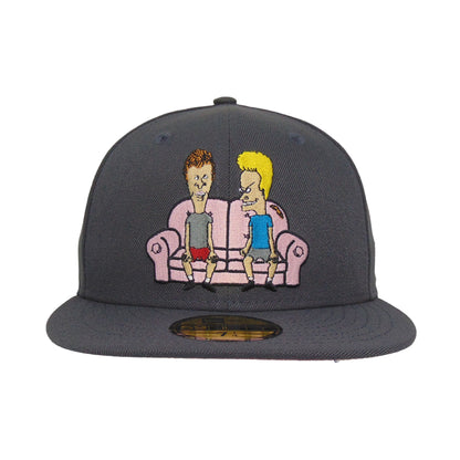 Beavis&Butthead Custom New Era 59FIFTY Cap gray grey
pink Front View