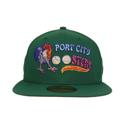 Port City Roosters Custom New Era 59FIFTY Cap MTN Pine Green dark green Front View