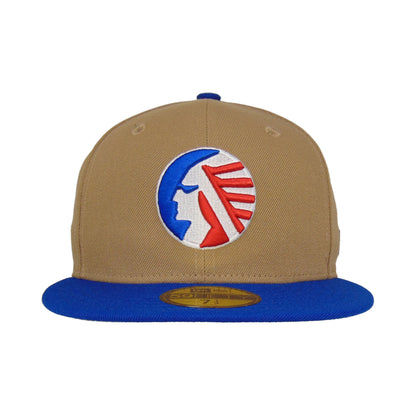 Memphis Chicks JF Custom New Era 59Fifty Cap Camel wheat
blue Front View