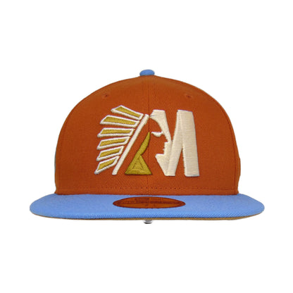 Memphis Chicks JF Custom New Era 59Fifty Cap orange burnt orange
sky blue Front View