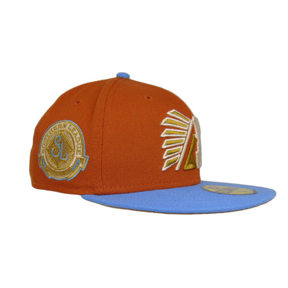 Memphis Chicks JF Custom New Era 59Fifty Cap orange burnt orange
sky blue Side View