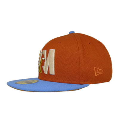 Memphis Chicks JF Custom New Era 59Fifty Cap orange burnt orange
sky blue Back View