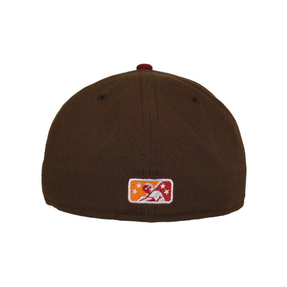Inland Empire 66ers JF Custom New Era 59Fifty Cap brown wheat
blue Back View