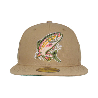 Spokane Indians Jf Custom 59FIFTY New Era Cap Camel wheat Front View