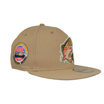 Spokane Indians Jf Custom 59FIFTY New Era Cap Camel wheat Side View