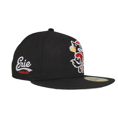 Erie Seawolves Custom 59FIFTY New Era Cap black black Side View