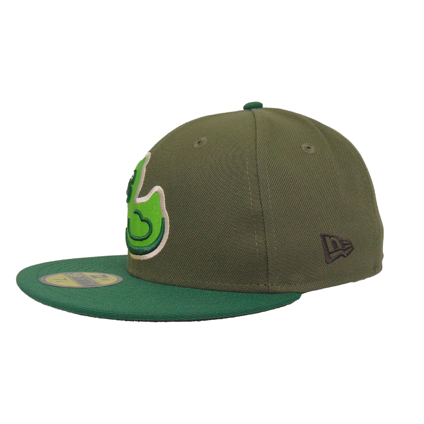 Akron RubberDucks Jf Custom New Era 59FIFTY Cap Olive Green