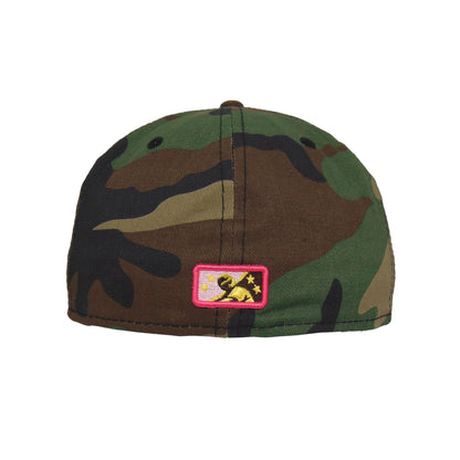 Miami Beach Flamingos Custom 59FIFTY New Era Cap Woodland Camo Woodland Camo Back View