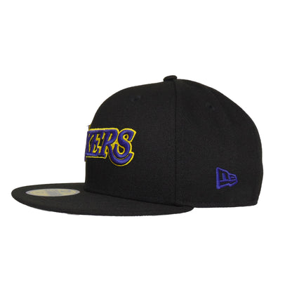 Los Angeles Lakers Custom New Era 59FIFTY Cap Script Black black Side View