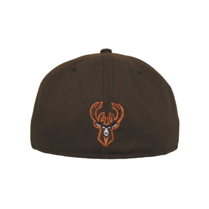 Milwaukee Bucks Custom New Era 59FIFTY Cap Walnut brown Back View
