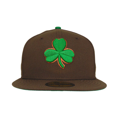 Boston Celtics Custom 59FIFTY New Era Cap Walnut brown
green Front View
