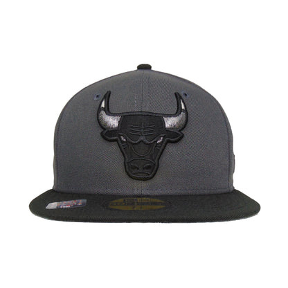 Chicago Bulls Custom New Era 59FIFTY Cap Graphit dark grey
black  Front View