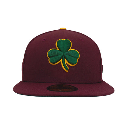 Boston Celtics Custom 59FIFTY New Era Cap Maroon maroon
green Front View