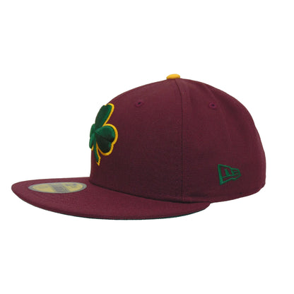Boston Celtics Custom 59FIFTY New Era Cap Maroon maroon
green Side View