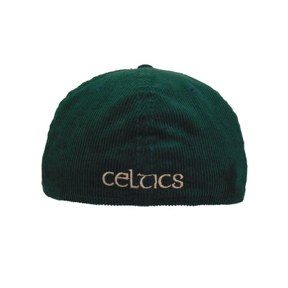 Boston Celtics Custom 59FIFTY New Era Cap Dark Green Corduroy green
brown Back View
