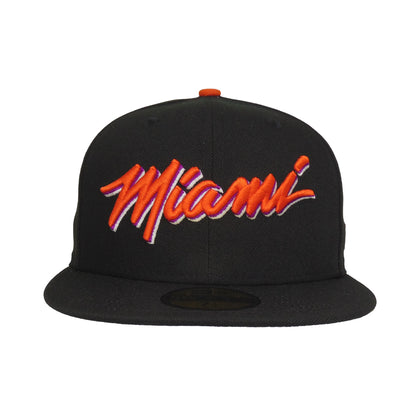 Miami Heat Custom 59FIFTY New Era Cap Black Orange black 
orange Front View