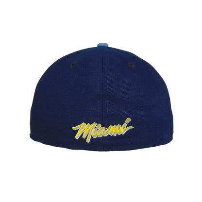 Miami Heat Custom 59FIFTY New Era Cap oceanside yellow navy Back View