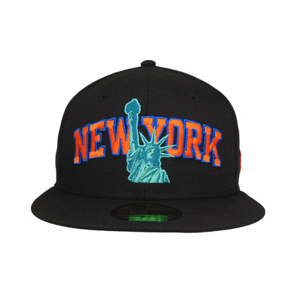 New York Knicks Custom 59FIFTY New Era Cap Black Liberty black Front View