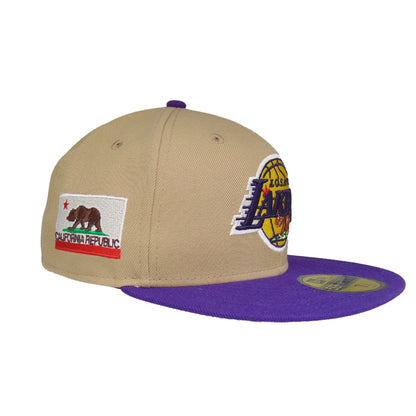 Los Angeles Lakers Custom New Era 59FIFTY Cap Camel Purple Camel
purple Side View